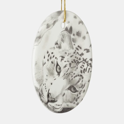 Schnee-Leopard Keramikornament (Rechts)