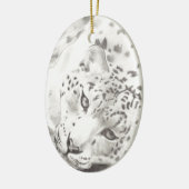Schnee-Leopard Keramikornament (Links)