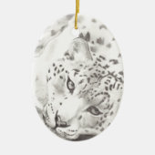 Schnee-Leopard Keramikornament (Vorne)
