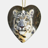 Schnee-Leopard Keramikornament (Links)