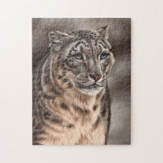 Schnee-Leopard-Laubsäge Puzzle
