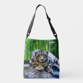 Schnee-Leopard mit dem roten Augen-Zeichnen Tragetaschen Mit Langen Trägern (Rückseite)