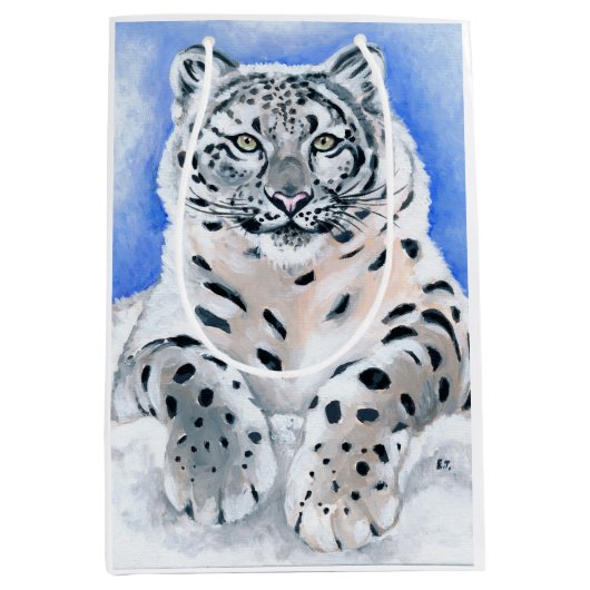 Schnee-Leopard Mittlere Geschenktüte (Vorderseite)