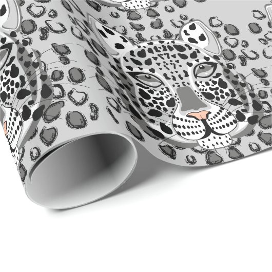 Schnee-Leopard-Packpapier Geschenkpapier (Rolleneckpunkt)