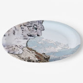 Schnee-Leopard Pappteller (Schrägansicht)