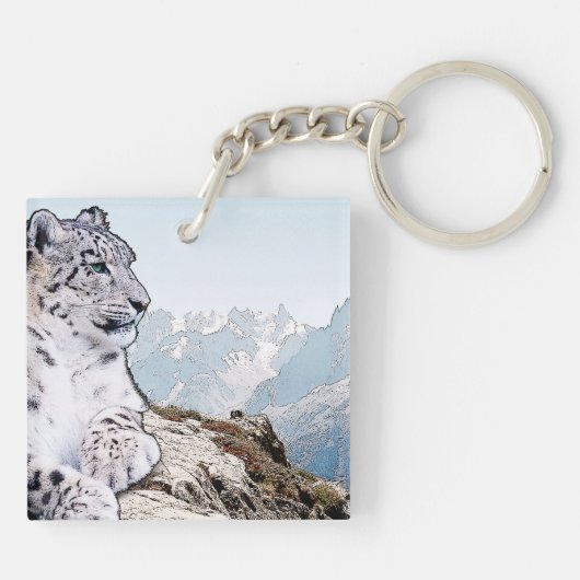 Schnee-Leopard Schlüsselanhänger (Rückseite)