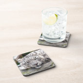 Schnee Leopard - schön! Getränkeuntersetzer (Rechte Seite)