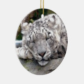 Schnee Leopard - schön! Keramikornament (Rechts)