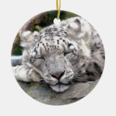 Schnee Leopard - schön! Keramikornament (Vorne)