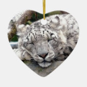 Schnee Leopard - schön! Keramikornament (Vorne)