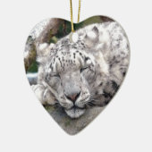 Schnee Leopard - schön! Keramikornament (Links)