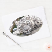 Schnee Leopard - schön! Ovaler Aufkleber (Umschlag)