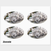 Schnee Leopard - schön! Ovaler Aufkleber (Blatt)