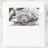 Schnee Leopard - schön! Rechteckiger Aufkleber (Tasche)
