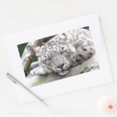 Schnee Leopard - schön! Rechteckiger Aufkleber (Umschlag)