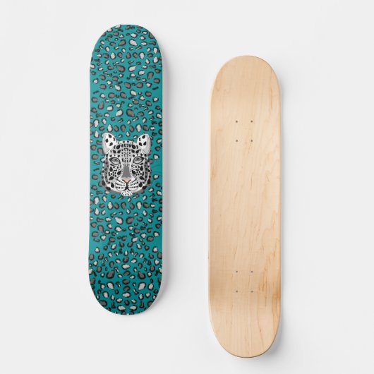 Schnee-Leopard Skateboard (Vorderseite)