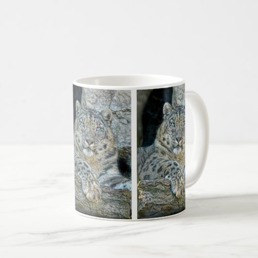 Schnee-Leopard-Tasse Kaffeetasse (VorderseiteRechts)