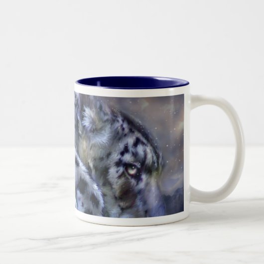 Schnee-Leopard-Tasse Zweifarbige Tasse (Rechts)