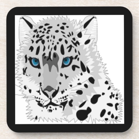 SCHNEE LEOPARD TIERE UNTERSETZER (Vorderseite)