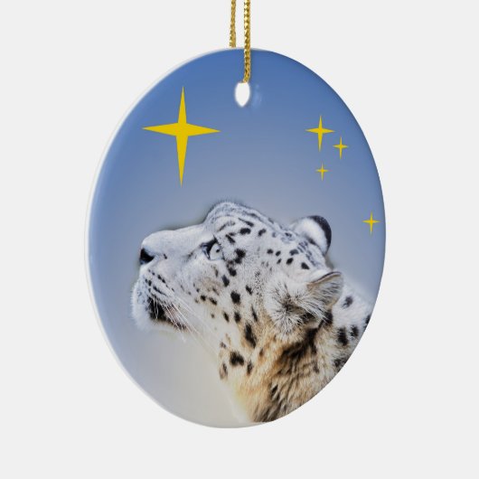 Schnee-Leopard und die Sterne Keramik Ornament (Rechts)