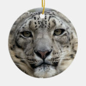Schnee-Leopard-Verzierung Keramikornament (Vorne)