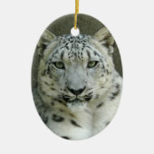 Schnee-Leopard-Weihnachtsverzierung Keramik Ornament (Vorne)