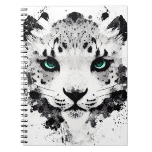 Schnee Leopard Wild Nature Tierfarben Malerei Notizblock