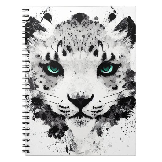Schnee Leopard Wild Nature Tierfarben Malerei Notizblock (Vorderseite)