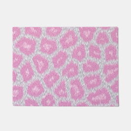 Schnee-Leopardart - silbernes Rosa Fußmatte