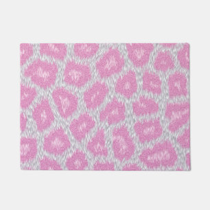 Schnee-Leopardart - silbernes Rosa Fußmatte