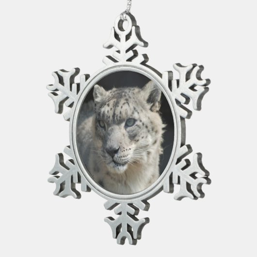 Schnee-Leopardverzierung Schneeflocken Zinn-Ornament (Rechts)