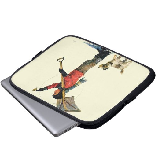 Schnee-Löffelente Laptopschutzhülle (Vorne Knopf)