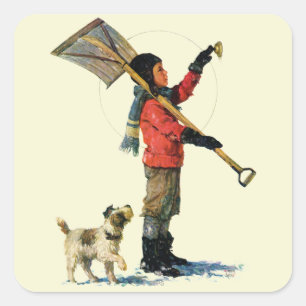 Schnee-Löffelente Quadratischer Aufkleber