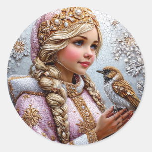 ❄️ Schnee-Mädchen-Aufkleber Winterfee-Geschenk Runder Aufkleber
