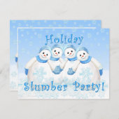 Schnee-Mädchen-Feiertags-Schlummer-Party Einladung (Vorne/Hinten)