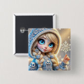 Schnee Maiden mit schleichender Schneeflocke Button (Vorne & Hinten)