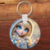 Schnee Maiden mit schleichender Schneeflocke Schlüsselanhänger (Rückseite)