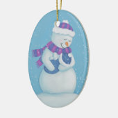 Schnee-Mama und Schnee-Baby-Boy Keramik Ornament (Links)