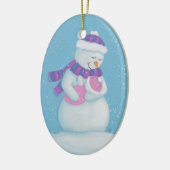 Schnee-Mama und Schnee-Baby-Girl Keramik Ornament (Links)