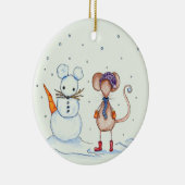 Schnee-Maus und Freund-Verzierung Keramik Ornament (Rechts)
