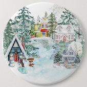 Schnee mit Mädchen und Snowman Button (Vorderseite)