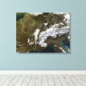 Schnee, Nebel und niedrige Wolken im Western Europ Leinwanddruck (Insitu (Holzboden))