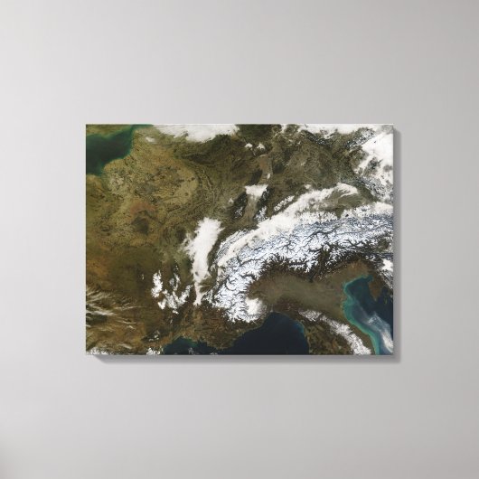 Schnee, Nebel und niedrige Wolken im Western Europ Leinwanddruck (Vorderseite)