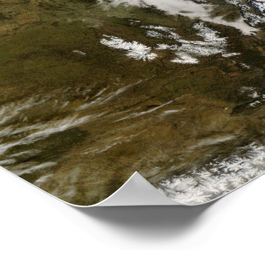 Schnee, Nebel und niedrige Wolken im Western Europ Poster (Ecke)