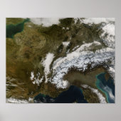 Schnee, Nebel und niedrige Wolken im Western Europ Poster (Vorne)