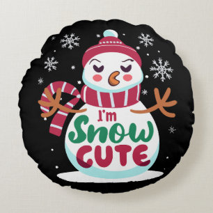 Schnee Niedlich! Embrace den Winter Charm der Weih Rundes Kissen