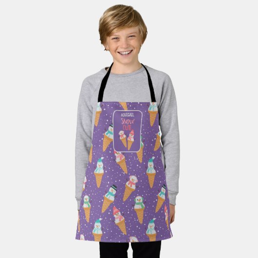 Schnee Niedlich Schneemann Schneekönner Winter Schürze (Getragen)