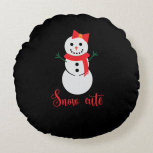 Schnee Niedlich Snowman Weihnachten Rundes Kissen