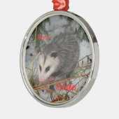 Schnee-Opossum Silbernes Ornament (Links)