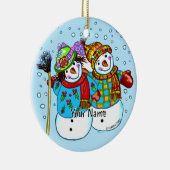 Schnee-Paar Schneemann Keramik Ornament (Rechts)